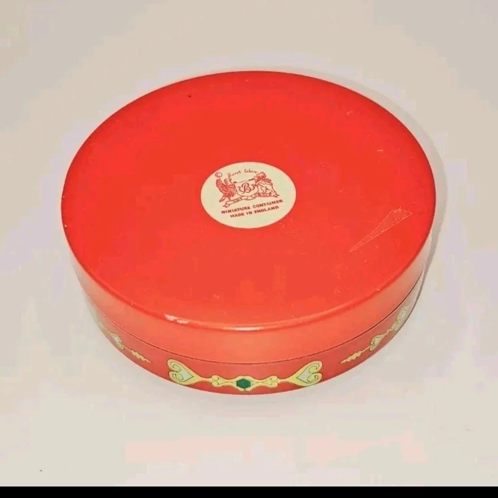 Baret Ware Vintage Miniature Container Tin Made In England Red Gold